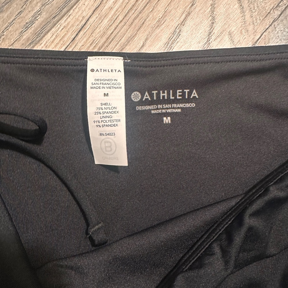 Athleta Black Tie-Side Ruched Bikini Bottoms Size Medium - Picture 2 of 3